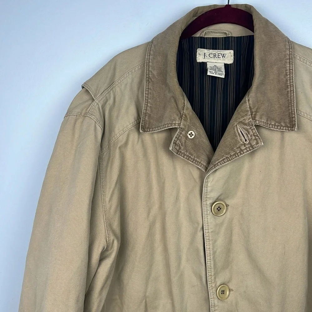 J Crew Men's XL canvas & corduroy cotton quilted lining chore/ barn coat